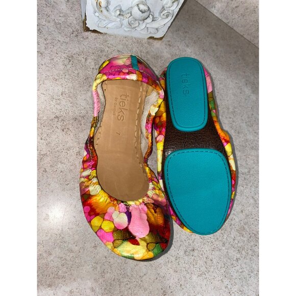 Tieks Womens Size 7 Aquarella Floral Ballet Flats In Metallic Watercolor Print L - Picture 4 of 9
